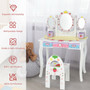 Kids Vanity Princess Makeup Dressing Table Chair Set With Tri-Fold Mirror-White (HW68467WH)