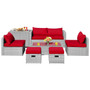8 Pieces Patio Rattan Furniture Set With Storage Waterproof Cover And Cushion-Red (HW68604RE+)