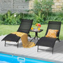 2 Pieces Patio Folding And Stackable Chaise Lounge Chair With 5-Position Adjustment-Black (NP10219BK-2)