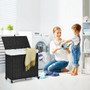 Laundry Hamper With Wheels And Lid-Black (JV10353DK)