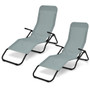 2 Pieces Folding Portable Patio Chaise Lounger With Rocking Design-Light Green (NP10552GN-2)