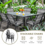 Set Of 6 Outdoor Pe Wicker Stackable Chairs With Sturdy Steel Frame-Gray (NP10511GR-6)