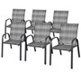 Set Of 6 Outdoor Pe Wicker Stackable Chairs With Sturdy Steel Frame-Gray (NP10511GR-6)
