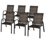 Set Of 6 Outdoor Pe Wicker Stackable Chairs With Sturdy Steel Frame-Brown (NP10511CF-6)