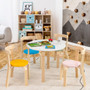 5-Piece Kids Wooden Curved Back Activity Table And Chair Set Withtoy Bricks (HY10044PI)