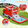 Fire Truck Themed Inflatable Castle Water Park Kids Bounce House With 480W Blower (NP10478US)