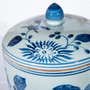 Blue White Leaf Petal Ribbed Tea Jar (1396E)