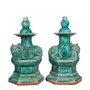 Speckled Green Lion Candle Holder Per Pair (1610B)