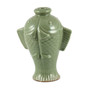 Pea Green Carved Fish Vase Small (JF14S)