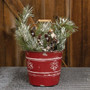 Distressed Red Metal Snowflake Embossed Bucket G21DN047 By CWI Gifts