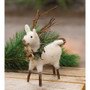 Small Felted White Standing Reindeer Ornament GQHT3036