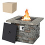 34.5 Inch Square Propane Gas Fire Pit Table With Lava Rock And Pvc Cover-Gray (NP10630WL-GR)