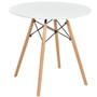 Round Modern Dining Table With Solid Wooden Leg-White (JV10330WH-12)