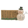 Believe Winter Greenery Resin Snowman Plaque G13426
