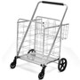 Heavy Duty Folding Utility Shopping Double Cart-Silver (TA10027SL)