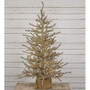Antiqued Silver Tinsel Tree With Burlap Base 4ft F02365