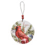 Set Of 3 Round Wooden Winter Bird Ornaments G113623
