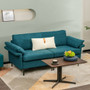 Modern Fabric Loveseat Sofa For With Metal Legs And Armrest Pillows-Peacock Blue (HV10301TU-A+HV10301TU-B)
