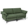 Modern Fabric Loveseat Sofa For With Metal Legs And Armrest Pillows-Army Green (HV10301GN-A+HV10301GN-B)
