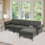 Extra Large Modular L-Shaped Sectional Sofa With Reversible Chaise For 4-5 People-Gray (HV10301SL-A+HV10301SL-B+HV10301US-SL-D)
