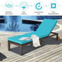 Patio Chaise Lounge Chair Outdoor Rattan Lounger Recliner Chair-Turquoise (HW68669TU)