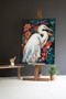 Framed Oil Painting - Heron With Flowers (CAR1721)