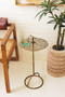Antique Brass Perforated Leaf Accent Table (CLL2780)