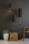 Antique Gold Floor Lamp With Fluted Black Metal Shade (CLL2804)