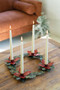 Painted Metal Poinsettia Table Wreath Candle Holder (NEXN1026)
