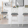 2 Pieces 29 Inches Swivel Counter Height Barstool Set With Rubber Wood Legs-White (JV10757WH-29)