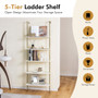 5 Tier Ladder Shelf Wall-Mounted Bookcase With Steel Frame-Golden (JV10453WH)