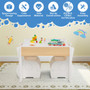 4-In-1 Wooden Activity Kids Table And Chairs With Storage And Detachable Blackboard-White (HY10080WH)