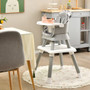 6-In-1 Convertible Baby High Chair With Adjustable Removable Tray-Gray & White (AD10030HS)