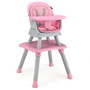 6-In-1 Convertible Baby High Chair With Adjustable Removable Tray-Pink (AD10030PI)