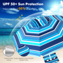 6.5 Feet Patio Beach Umbrella With Cup Holder Table And Sandbag-Blue (NP10840NY)