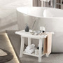 Waterproof Bath Stool With Curved Seat And Storage Shelf-White (BA7859WH)