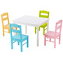 5 Pcs Kids Pine Wood Table Chair Set-Clear (HY10046CS)
