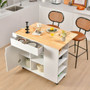 Drop-Leaf Kitchen Island With Rubber Wood Top-White (KC55460WH+)