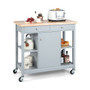 Mobile Kitchen Island Cart With 4 Open Shelves And 2 Drawers (HW66222)