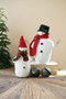 Set Of Two Painted Canvas Snowmen With Black And Red Hats (NAKS1018)