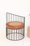 Barrel Iron Chair With Leather And Woven Cane (NKHU1100)