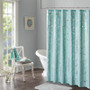 100% Polyester Microfiber Printed Shower Curtain - Aqua/Silver ID70-1291