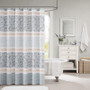 100% Cotton Printed And Pieced Shower Curtain - Blue MP70-2493