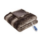 100% Polyester Faux Tip Dye Long Fur Heated Throw - Chocolate BR54-0853