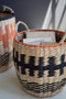 Set Of Two Woven Seagrass Baskets - Burnt Orange And Black (CLAN1178)
