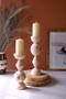 Set Of Two Turned Wood Candle Towers (CLAN1185)