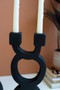 Set Of Two Black Wooden Taper Candle Holders (CLAN1198)