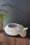 Carved Decorative Container With Lid - Natural And White (DRA1045)