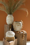 Carved Decorative Container With Lid - Natural And White (DRA1045)