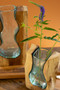 Blown Glass Vase Inside Of Teak Wood - Small (DRA1072)